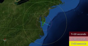 Visibility map from NASA's Wallops Flight Facility for tonight's launch wallops flight facility, NASA, rockets, space flight, rocket launch