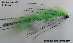 Double hook fly by Bernie fly tying, saltwater fly anglers of delaware, saltwater fly fishing, fly tying, dry flies,