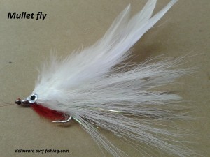 Rick's mullet fly mullet fly, saltwater fly anglers of delaware, surf fishing, fly fising