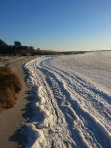 assawoman bay, frozen bay, winter saltwater ice, fenwick island, bethany beach