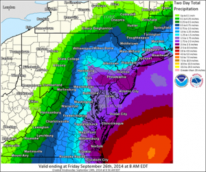 NOAA rain prediction map
