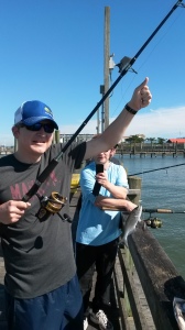 bluefish, fish the fifty, oceanic pier ocean city maryland, atalantic fish, pier fishing, squid for bait, top and bottom rigs,