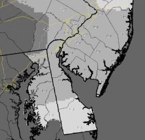 NWS snow map for Tuesday 1/6/2015