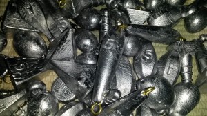 sinkers, lead weights, bank, storm, coin, ball, egg, delaware, susssex county, tackle, fishing gear,