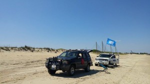 Parked on the surf fishing beach at 3Rs