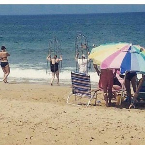 beach shark cages, outer banks,