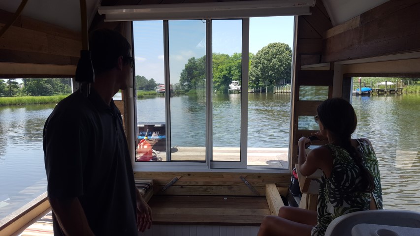 pontoon boat, sussex county, hydro hostel, motel that floats, sussexx county, delaware