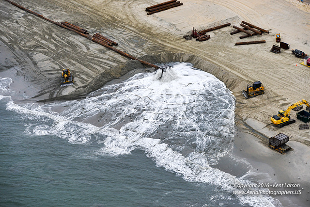 kent larson photography, delaware, sussex county, sand pump, dredging, rehoboth beach, boardwalk, beach, sand, waves