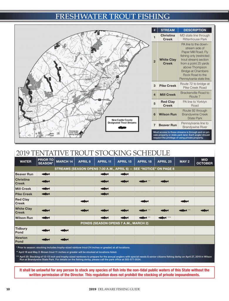 DNREC, 2019 Delaware Fishing Guide, Delaware Department of Natural Resources and Environmental Control, new castle county, kent county, sussex county, creel limits, regulations, state fishing records,