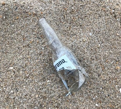 beach litter, glass bottles on beach, glass off our beaches, carry in carry out, delaware state parks, delaware seashore state park,