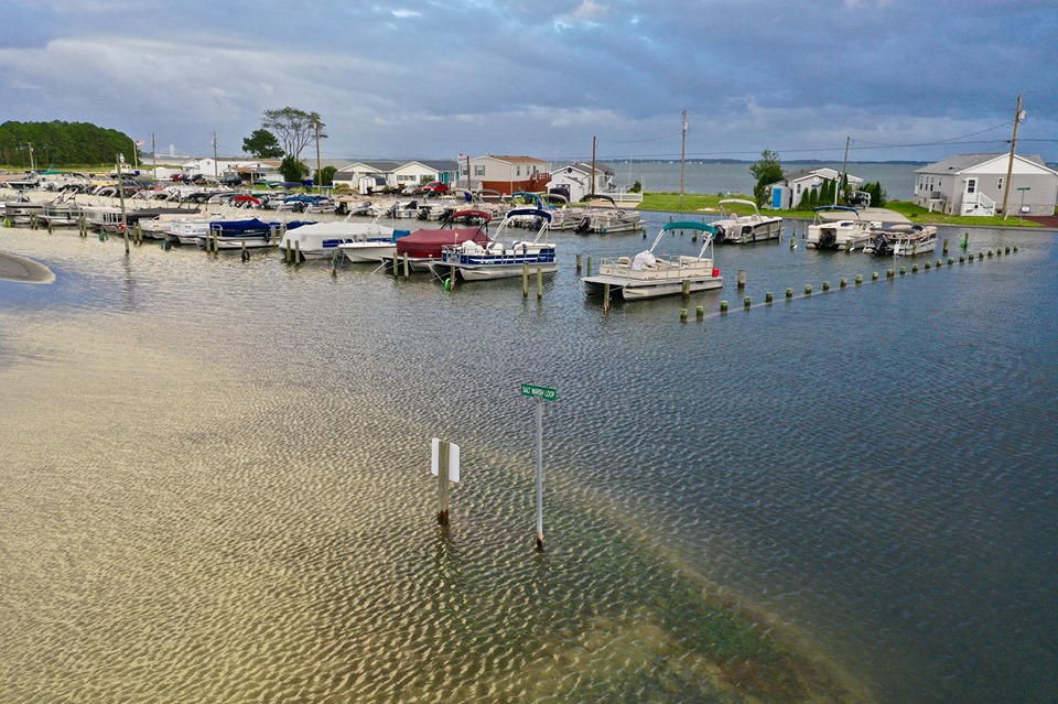 long neck road, noreaster flooding, delaware, malones, bayside bait and tackle, sussex county, inland bay flooding,
