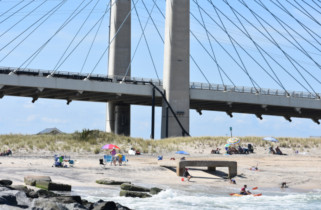 northside beach, indian river inlet, delaware, sussex county, charles w cullen bridge, iri, indian river inlet bridge, coast guard tower base, sand relocation,