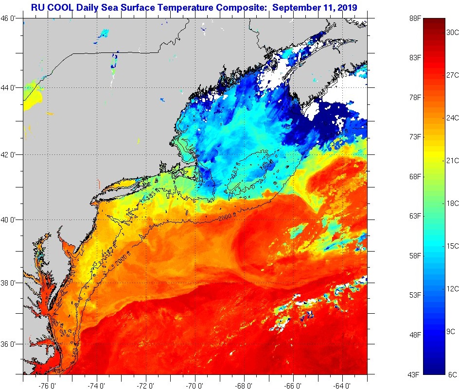 sea surface temperatures, northeast, rutgers satellire imagery, ICMS satellite