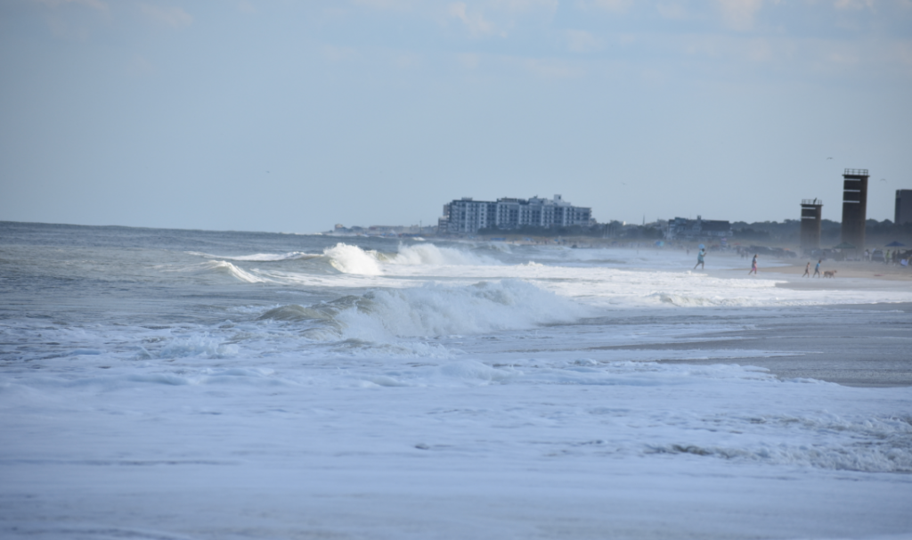 hurricane dorian, waves, surf fishing, cape henlopen state park, rehoboth beach, delaware, sussex county,